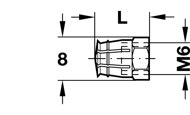 Распорная муфта Hafele М6 х 12 100 шт (039.00.061) 039.00.061 фото