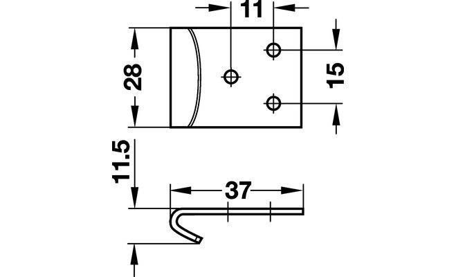 Запірний гачок 28x40x2 мм оцинкований 38065930 380.65.930 фото