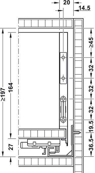 Комплект висувних ящиків Matrix Box Slim A 30 кг 175 х 500 мм з push to open сірий 55223465 552.23.465 фото