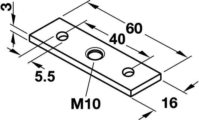Планка монтажна Hafele М10 16 х 60 мм сталь оцинкована (637.09.008) 637.09.008 фото