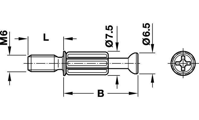 Болт стяжки Hafele Minifix S200 34 мм M6 100 шт (262.28.690) 262.28.690 фото