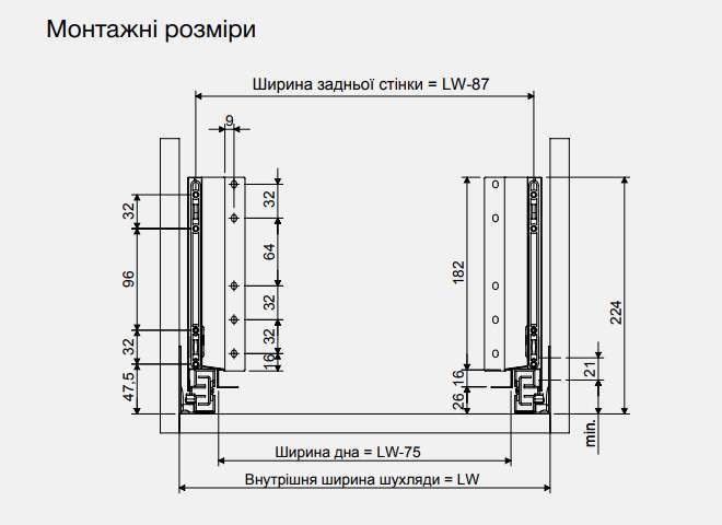 Комплект выдвижных ящиков Matrix Box S Slim до 35 кг с доводчиком 199 х 400 мм черный 51415303 514.15.303 фото