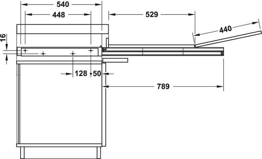 Комплект фурнитуры для выдвижного стола 600 x 550 мм цвет серебряный 505.73.944 фото